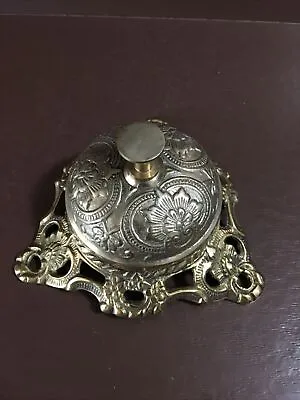 Solid Brass Ornate Hotel Front Desk Bell Vintage Decor Sale Service Counter Bell • $42.30