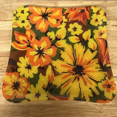 Vintage MCM 1960s 1970s Fiberglass Floral Serving Tray Platter Retro 13” • $24.95