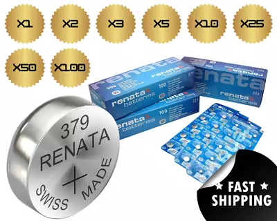 Renata Watch Battery 379 SR521SW Button Cell X1 X2 X3 X5 X10 X25 X50 X100 • £38.94