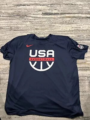 Nike Dri Fit USA Basketball Warm Up Team Issue Shirt Size 2XL Blue XXL • $30