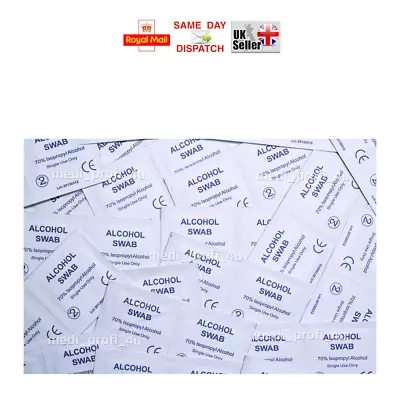 £4.49 • Buy 200 300 400 600 800 1000 Swabs Sterile Antiseptic Alcohol Wipes 70% Pads Nail