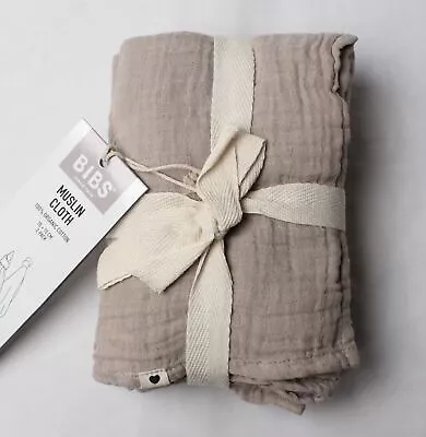 Bibs Unisex Baby 2-Pack Organic Cotton Muslin Cloth DD7 Sand 70cm X 70cm • $13.99