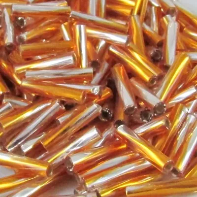 12mm Silver Lined Two Tone Clear & Topaz Twisted Bugle Beads Miyuki TW3932 25gm • $4.99