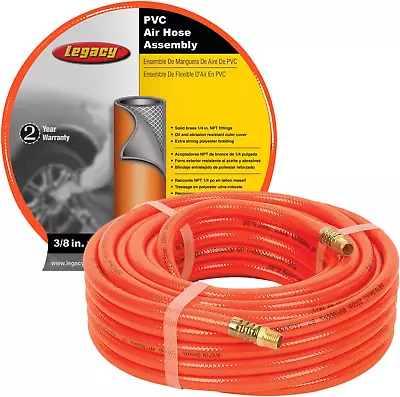 Air Hose 3/8 In. X 50 Ft 1/4 In. Fittings PVC Orange - HL2850FO2-A02 • $20.48