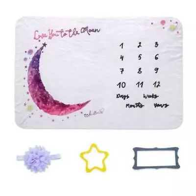 Large Baby Milestone Blanket Star Moon Photo Background Growth Memory • £14.99