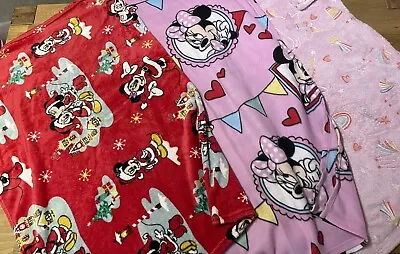 Disney Minnie Mouse Mickey Mouse & Unicorn 3 Fleece Blanket Fit Single Bed • £5