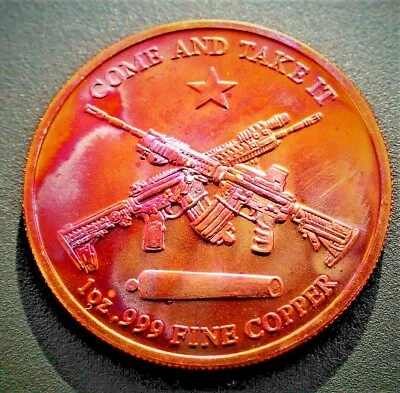 Molon Labe   Come And Take It   1 Ounce Copper Round Toned. • $14.75