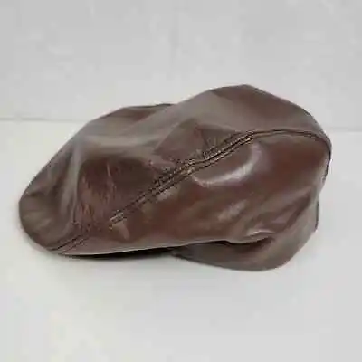 Vintage Dobbs Mens Hat Size Large Brown Genuine Leather Classic Newsboy Cowhide • $35