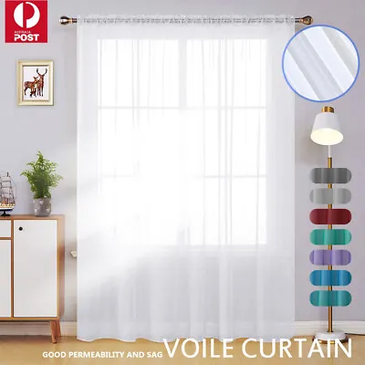 1-8 Panel Sheer Curtains Rod Pocket Window Sheer Voile Curtain Bedroom 140x213cm • $10.16