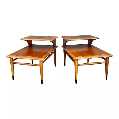 Mid Century Lane Furniture Step End Tables Walnut • $680