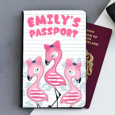 £9.99 • Buy Personalised Custom Cute Flamingos Girls Kids Children's Passport Holder Cover