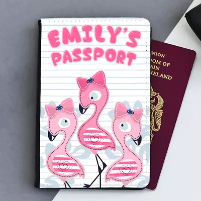 £9.99 • Buy Personalised Custom Cute Flamingos Girls Kids Children's Passport Holder Cover