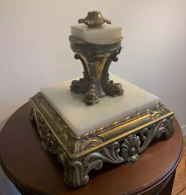 Antique Vintage Double Marble Floor Lamp Base With Dolphins   BASE ONLY - NICE! • $185