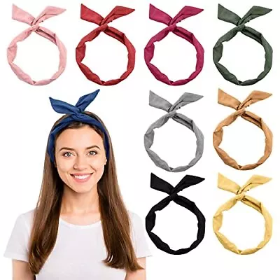 9 Pack Solid Colors Wire Headbands Rabbit Ear Bow Headband Twist Bow Wired Hairb • $15.32