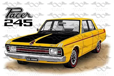 Valiant VG Pacer Sedan MUSTARD Flag/banner 150cm X 90cm NEW • $36.95