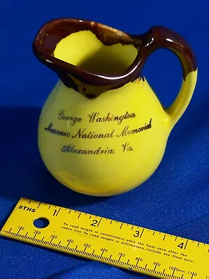 Paden City Art Pottery Souvenir George Washington Memorial Yellow Pitcher VTG WV • $8