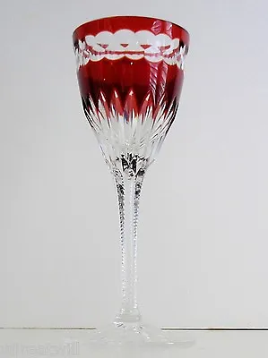 1 Faberge Na Zdorvye Ruby Red Cut To Clear Crystal CORDIAL LIQUER Glass SIGNED • $75