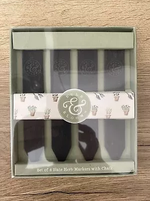 £4.99 • Buy Bulb & Bloom Slate Plant Labels Garden Pot Herb Markers Gift Set With Chalk