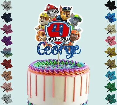 £5.99 • Buy Paw Patrol Personalised Glitter Cake Topper With Any Name & Age