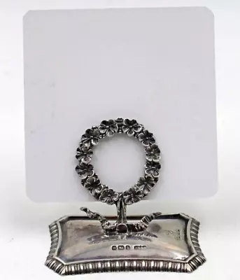 Antique English Sterling 925 Armorial Crested Wreath Place Card Menu Holder • $95