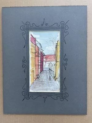 Mid Century Modern Paris France Signed Mixed Media Painting  • $50