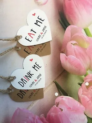 £2.80 • Buy Personalised Drink Me Eat Me Tag Birthday Wedding Favours Thank You Heart PT8HD1