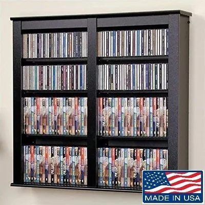 Media Storage Cabinet Wall Mounted DVD CD Rack Shelf Unit Adjustable Shelves New • $129.99