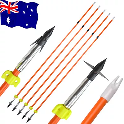 12pcs Archery Bowfishing Arrows Solid Fiberglass Safty Slide Bow Fishing Hunting • $54.86