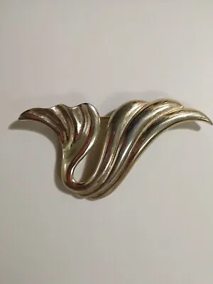 Vintage M Jent Signed Gold Tone Wave Swirl Brooch Pin • $8.99