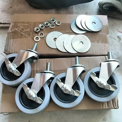 Caster Wheels 3 Inch Locking Stem Casters 3/8  -16 X 1” Long Stem New  • $24