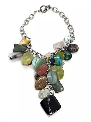 CHUNKY MULTI GEMSTONE LARIAT NECKLACE 213 GRAMS 18  Plus 5  Drop • $40