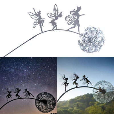£11.99 • Buy Fairies And Dandelions Dance Together Statue Garden Ornament Sculpture Art Decor