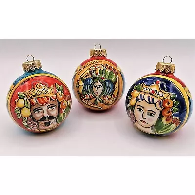 Ball Christmas Caltagirone (1 Pz) With Decoration Heads Of Moor Man Or Woman Or • $34.86