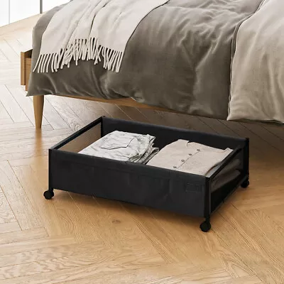 2PCS Wheeled Underbed Storage Boxes W/ Lids Under Sofa Bedding Clothes Organiser • £28.95