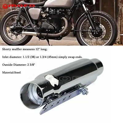 12'' Shorty Muffler Pipe Exhaust For Suzuki Honda Kawasaki Yamaha Harley Cafe • $69.99