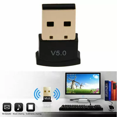 £2.95 • Buy Bluetooth 5.0 Stereo Wireless Audio Transmitter Receiver USB PC Dongle Adapter