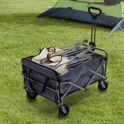 Pull Along Folding Hand Cart Garden Wagon Trolley Festival Camping Beach Caddy • £39.95