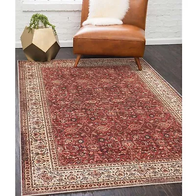 Traditional Geometric Medallion Border Machine Washable Area Rugs Or Runner Rug • $130.05