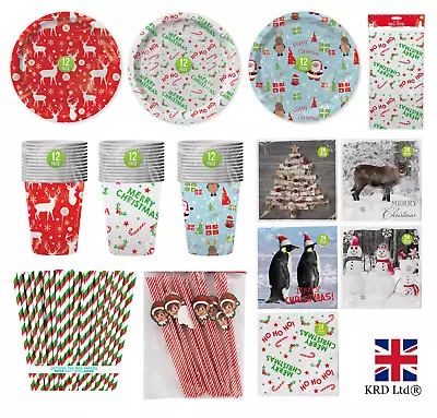 £2.98 • Buy CHRISTMAS PARTY TABLEWARE Childrens Adults Dinner Paper Plates Cups Napkins UK