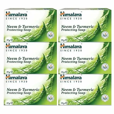 6 X Himalaya Herbals Neem & Turmeric Soap 75 Gms FREE SHIP • £28.40
