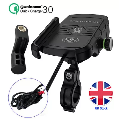 15W 360° Wireless Charger Motorcycle Motorbike Fast Charging Phone Holder Mount • £22.89