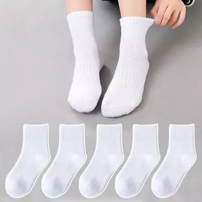 5 Pairs Summer Girls Boys Baby Kids Children Trainer Ankle Socks School Sports • £6.98