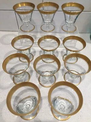 11 Tiffin Minton Gold Encrusted Oyster Cocktail Footed Glasses Excellent • $58