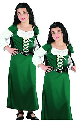 Girls Maid Marion Costume Medieval Book Day Kids Fancy Dress Maiden Outfit • $33.73