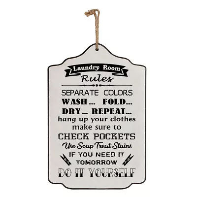 Country Wooden Farmhouse Sign Laundry Room Rules Plaque • £18.57