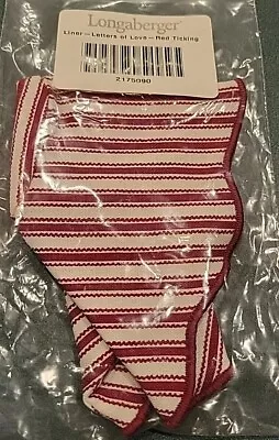 Longaberger Basket Liner LETTERS OF LOVE Red Ticking Stripe 2175090 New In Pack • $9.99