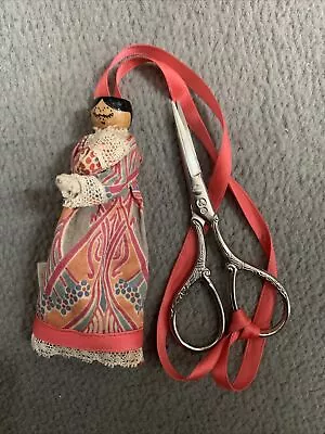 Vintage Liberty Of London Fabric Lavender Bag Peg Doll + Sewing Scissors • £25