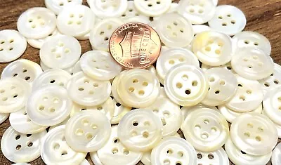 6 Fabulous Iridescent Mississippi River Pearl MOP Buttons 15mm Almost 5/8  12714 • $7.99