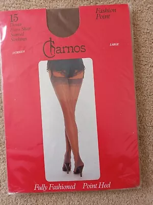 Vintage Charnos Fully Fashioned Seamed Stocking Size Large Intrigue  / Brown • £15