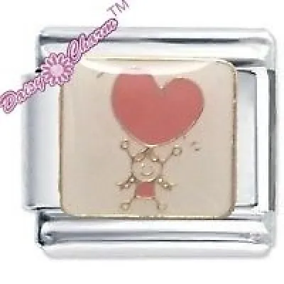 GIRL W/ RED HEART - Daisy CHARM For 9mm Italian Modular Charm Bracelets • £4.51